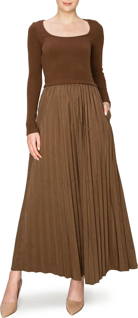 Mixed Media Long Sleeve Dress | Nordstrom