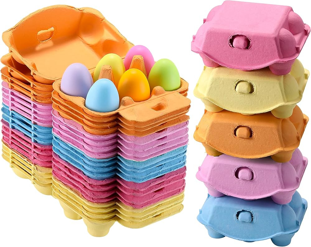 Half Dozen Colored Egg Cartons 20 Pack, Natural Pulp Paper Egg Cartons 6 Count for Chicken Eggs R... | Amazon (US)
