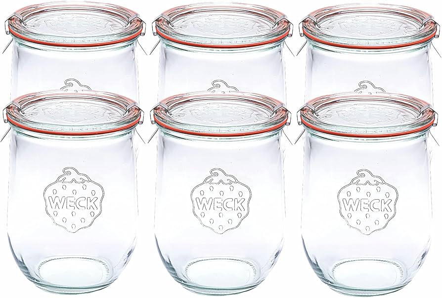 Weck 745 Tulip Jar - 1 Liter, Set of 6 Clear | Amazon (US)