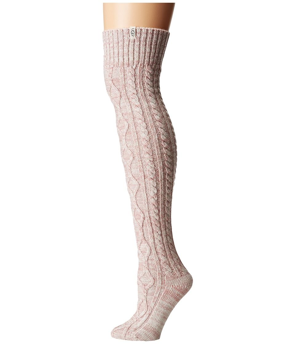 UGG - Cable Knit Socks (Dusk Heather) Women's Knee High Socks Shoes | Zappos