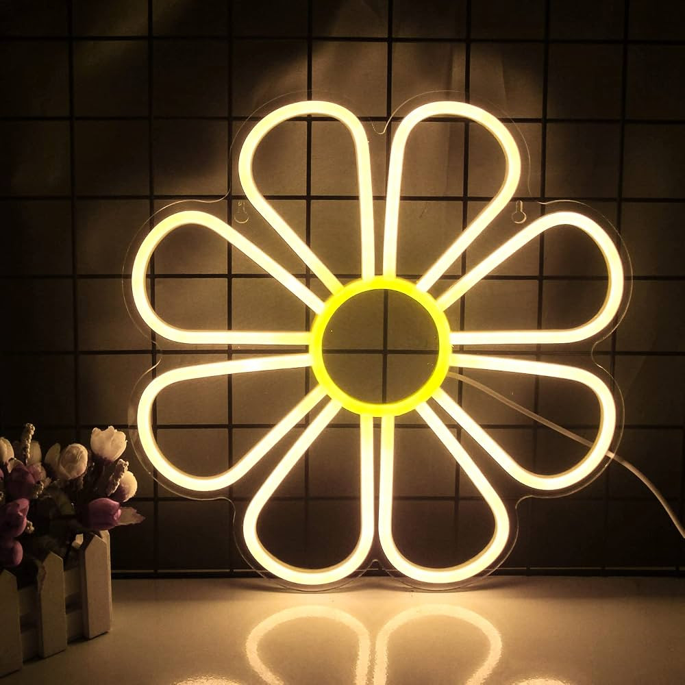 NXYX Flower Neon Signs Warm White LED Neon Light for Wall Decor Flowers Shaped Light up Sign for ... | Amazon (US)