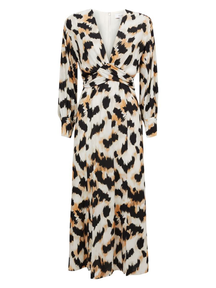 Shop Reiss Marie Leopard Print Tie-Waist Midi-Dress | Saks Fifth Avenue | Saks Fifth Avenue