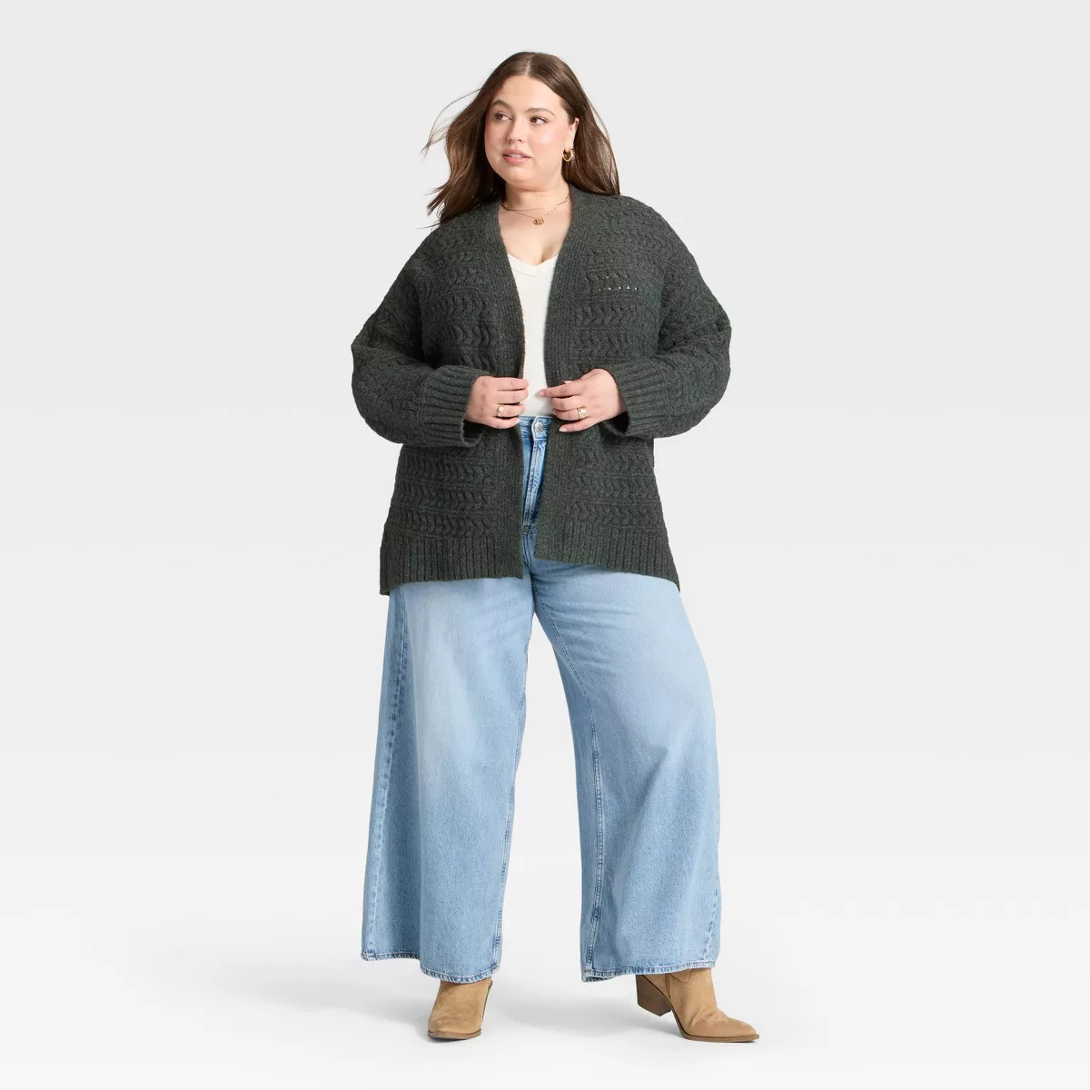 Women's Open Stitch Cozy Cardigan - Universal Thread™ Dark Gray 3X/4X | Target