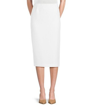 Taylor Stretch Crepe Suiting Midi Pencil Skirt | Dillard's