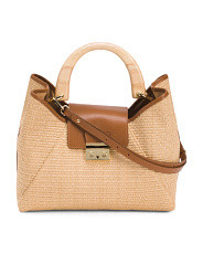 Made In Italy Wide Handle Satchel With Leather Accents | Handbags | Marshalls | Marshalls
