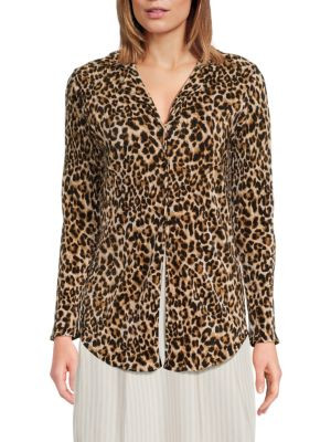 Plisse Leopard Top | Saks Fifth Avenue OFF 5TH
