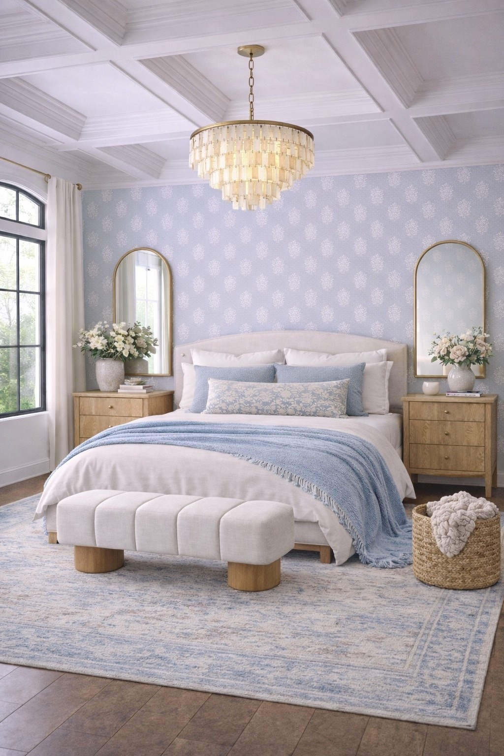 Give me all the blue hues. Blue hues have been shown to slow the heart rate, reduce blood pressure, and signal safety to the brain. It’s tied to how we experience nature—think sky and water—where our nervous system naturally shifts into a more relaxed state.

That’s why I love layering soft blues into a bedroom. It creates a space that doesn’t just look beautiful… it feels peaceful.

Even subtle touches—like a pillow, throw, or wallpaper—can help create that calming effect without overwhelming the room.

Design isn’t just about how a space looks, it’s about how it makes you feel ✨

I’ve linked options so you can create this look in your home! 

Bedroom design 
Home interior 
Decor 
Home Decorating 

#LTKHome

#LTKHome