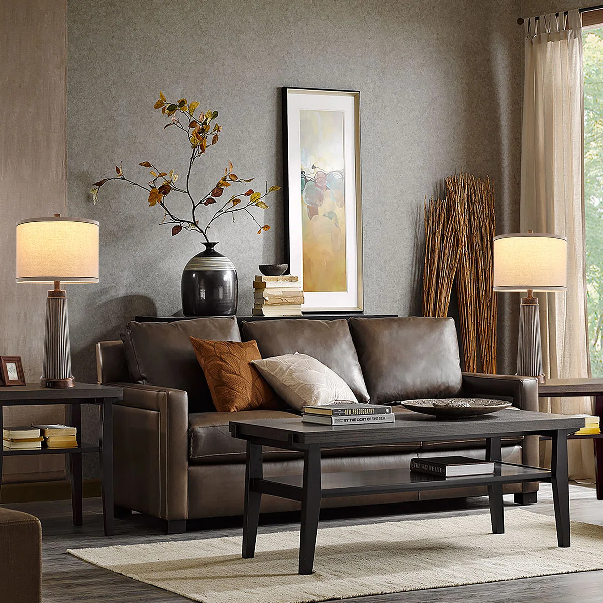 Alaric 26" Strip Glass Table Lamp Set With USB Ports (Set of 2) | Wayfair North America