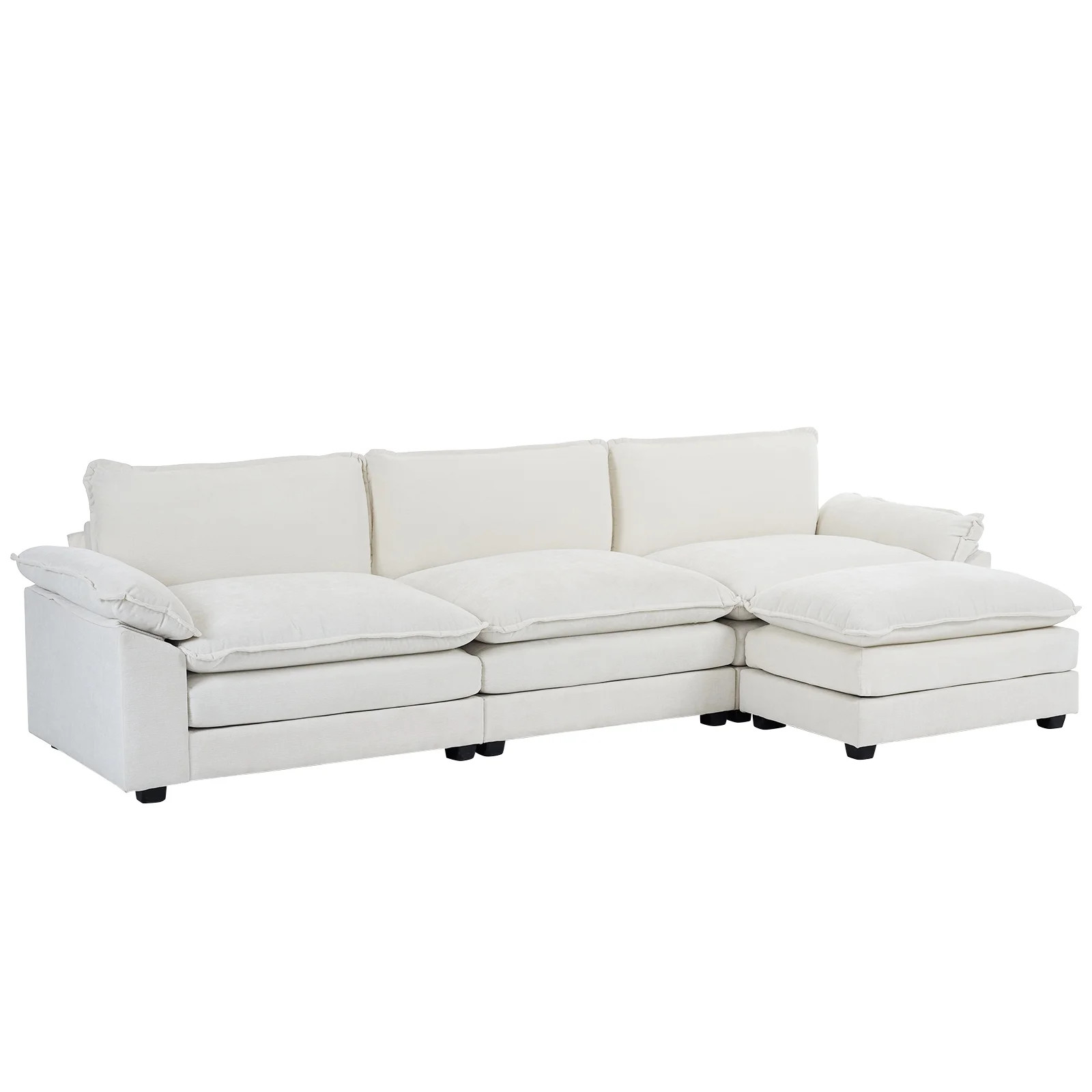 Ktaxon Sectional Sofa L Shaped Couch with Chaise Living Room Sleeper Set, 3 Seats with Chenille a... | Walmart (US)