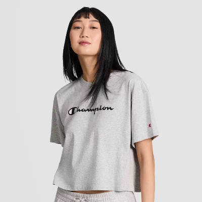 Champion Women's Short Sleeve T-Shirt - Heather Gray L | Target