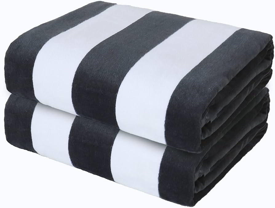 Exclusivo Mezcla 2-Pack Cotton Oversized 35"x70" Cabana Stripe Beach Towels, Super Absorbent Soft... | Amazon (US)