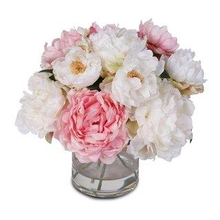 Silk French Peonies Bouquet in Glass Vase with Fake Water | Bed Bath & Beyond