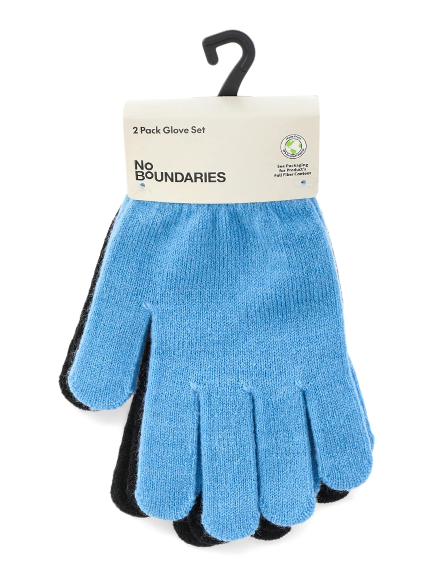 No Boundaries Women's Knit Winter Gloves 2-Pack, Blue Spark | Walmart (US)