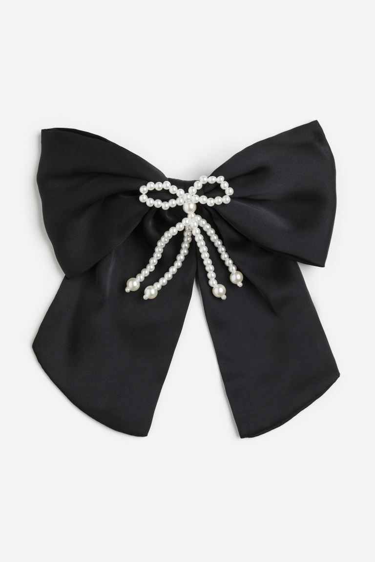 Bow-decorated hair clip - Black/Beads - Ladies | H&M GB | H&M (UK, MY, IN, SG, PH, TW, HK)
