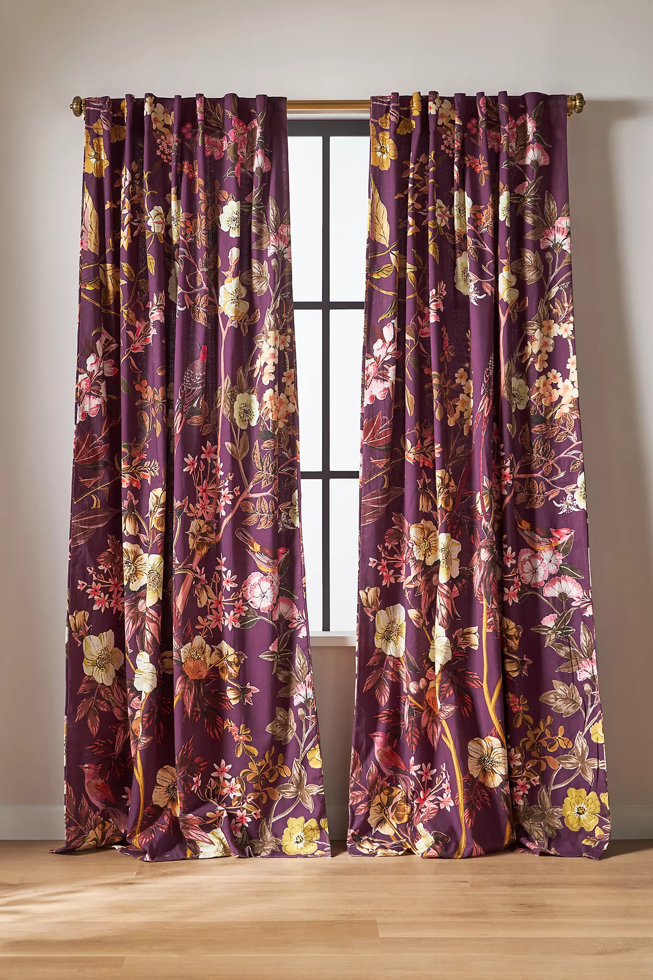 Botanic Printed Cotton Curtain | Anthropologie (US)