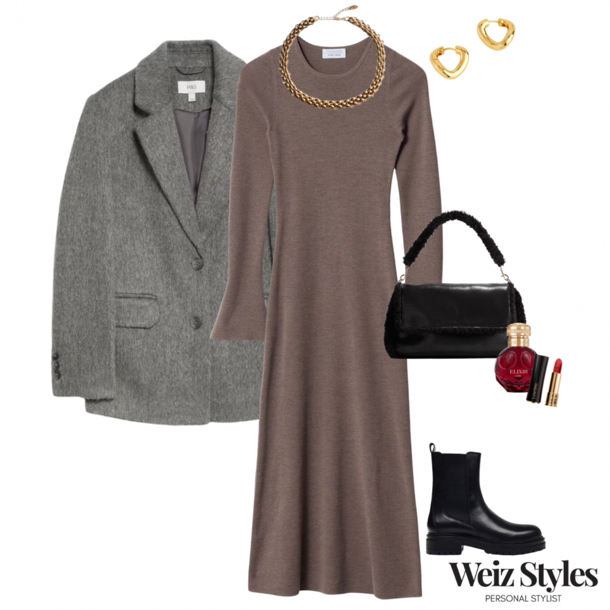 This simple brown midi dress is insantly elevated with the addition of the classic wool blazer, gold jewellery and red lipstick 💄 a lovely Autumnal everyday look ✨

Head to www.weizstyles.com to find out how I can help you on your style journey 💖

Louise x

Personal stylist, styling, ootd, neutral aesthetic, London, Weiz styles, shopping, outfit of the day, uk, confident, handbag, bag, perfume, fragrance, lipstick, lip, elevate your style, feel good, flat lay, shopping, high street, designer, ltk, autumn, autumnal, dress, jersey, brown, melange, mark, long sleeve, midis dresses, wool blazer, oversized jacket, grey, felted, M&S, marks and Spencer, H&M, gold necklace, earrings, hoops, mango, jewellery, handbag, black, red, lipstick, lippy, John Lewis, checkers boots, chunky heel, flats, woman wear, cool, chic, feminine, trendy, casual, everyday, winter, seasonal, transitional, classic

#LTKautumn #LTKuk #LTKstyletip