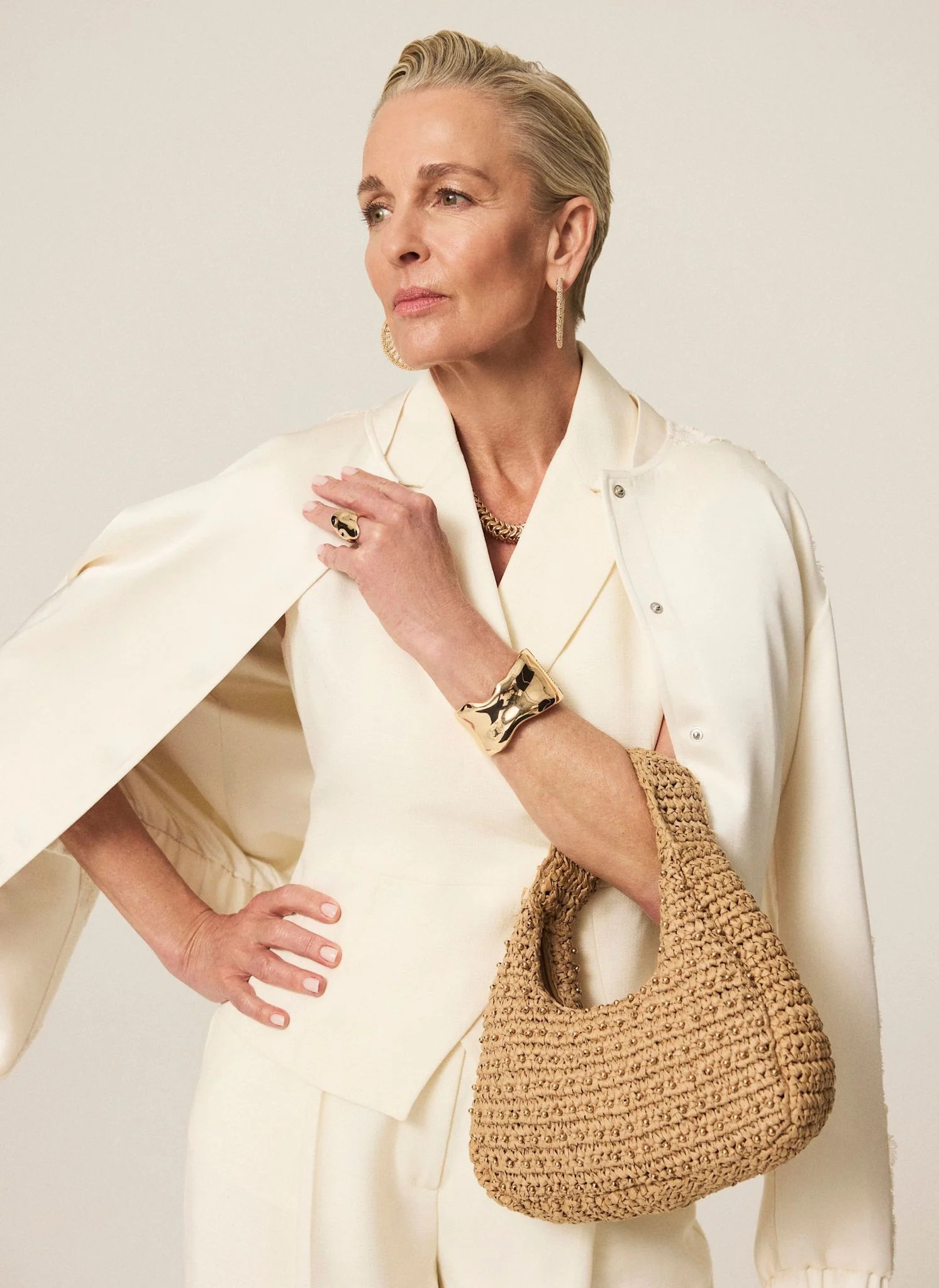 Winnie Neutral Woven Beaded Bag | Mint Velvet