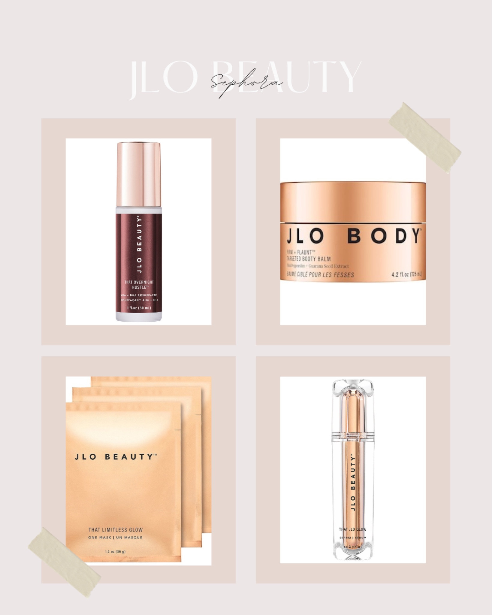 JLo Beauty is the best skincare! / JLo body cream, overnight hustle, that JLo Glow Serum, sheet masks 

#LTKbeauty #LTKunder100