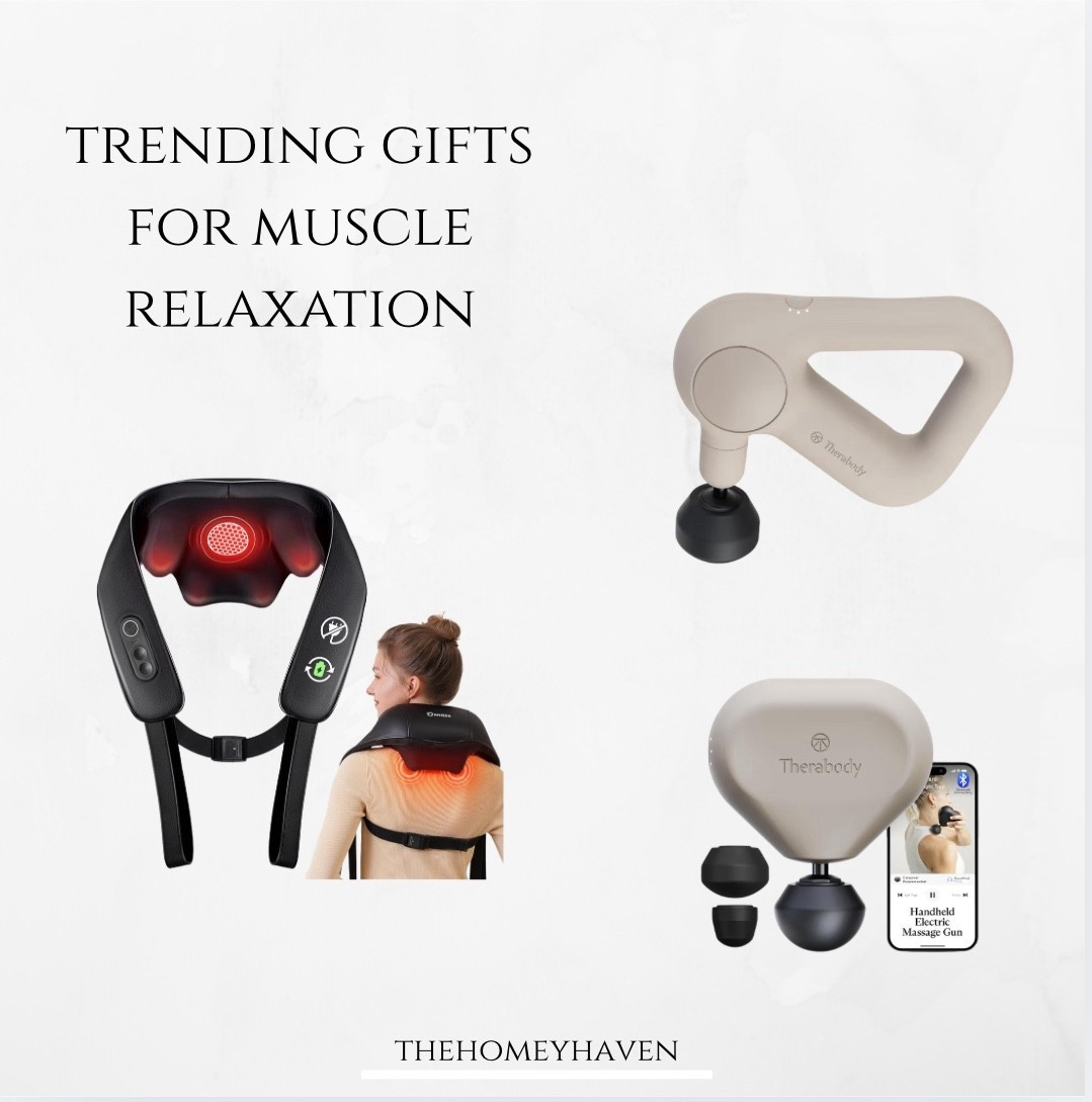 Trending gifts for muscle relaxation!

The neck massager is the least expensive I’ve found but the best reviews!!

I wanted. More expensive version on this neck massager that can also massage anywhere like lower back etc!

The theraguns come highly recommended too! Matt had a cheaper massage gun that just stopped working so I’m grabbing one of these for a gift for him because he misses having one! 

Wellness gifts, massage, gifts for her, gifts for him, home, gift guide, cyber Monday, Amazon finds 

#LTKGiftGuide #LTKMens #LTKFindsUnder100