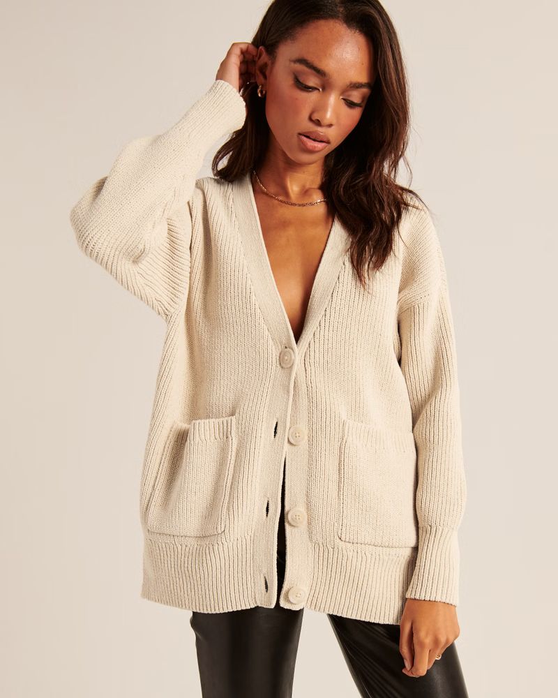 Women's Oversized Legging-Friendly Cable Cardigan | Women's Tops | Abercrombie.com | Abercrombie & Fitch (US)