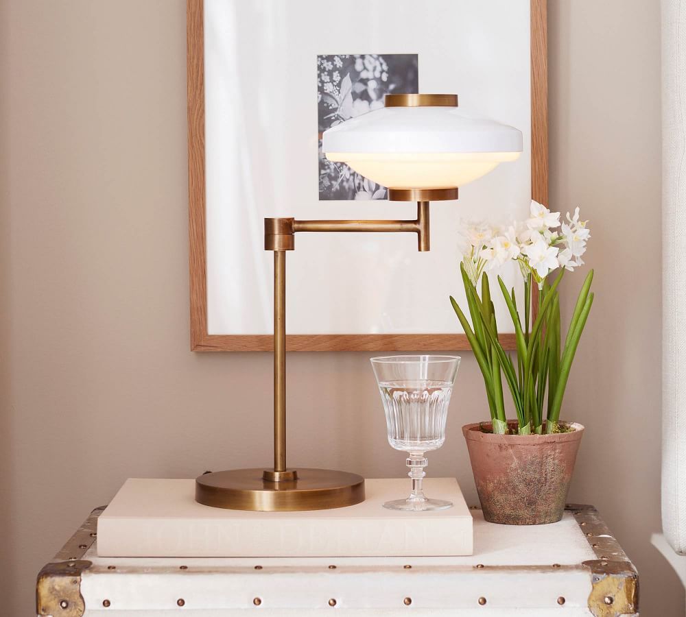 Hampshire Milk Glass Articulating Task Table Lamp | Pottery Barn (US)