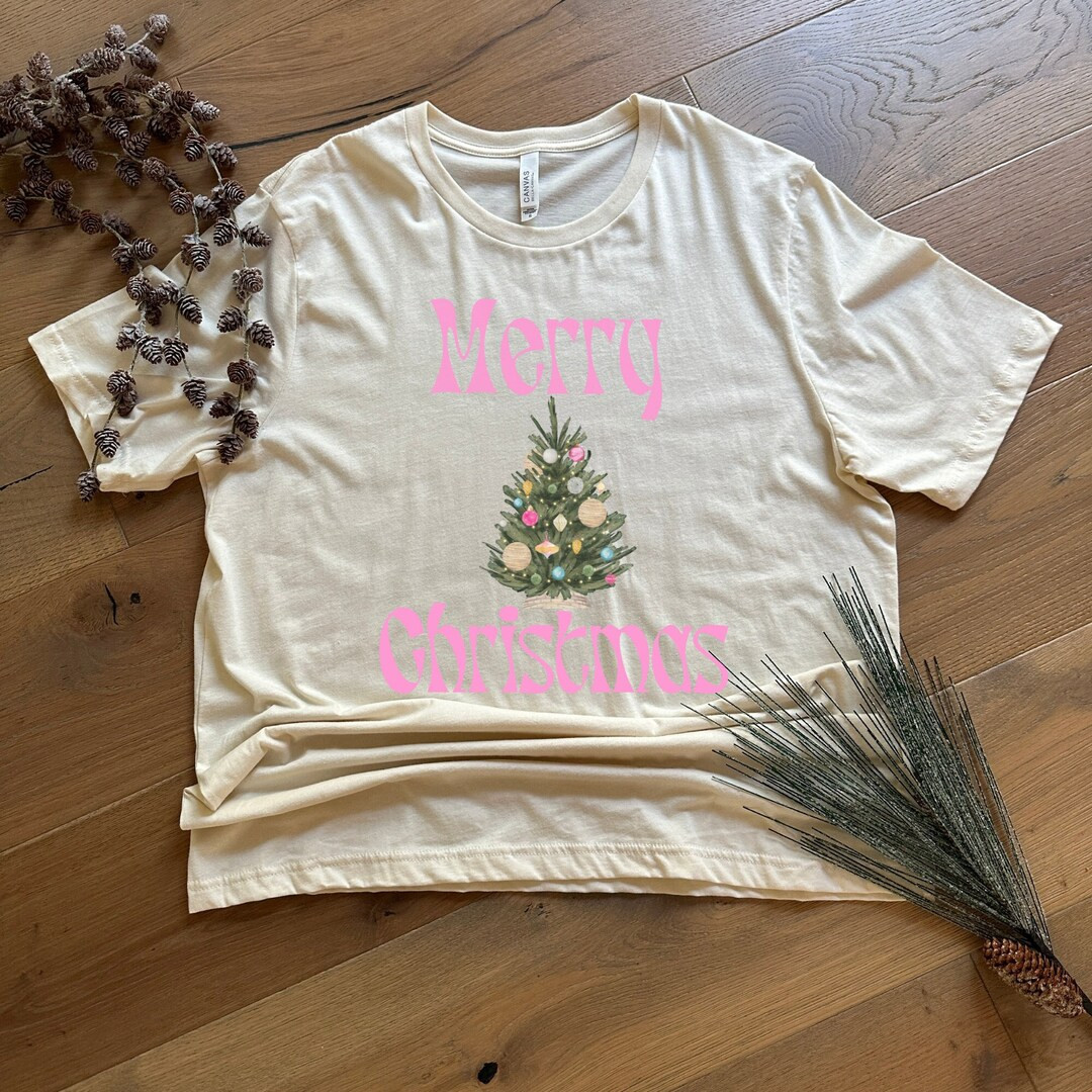 Pink Christmas Tree Shirt Christmas Ornaments Shirt for Women - Etsy | Etsy (US)