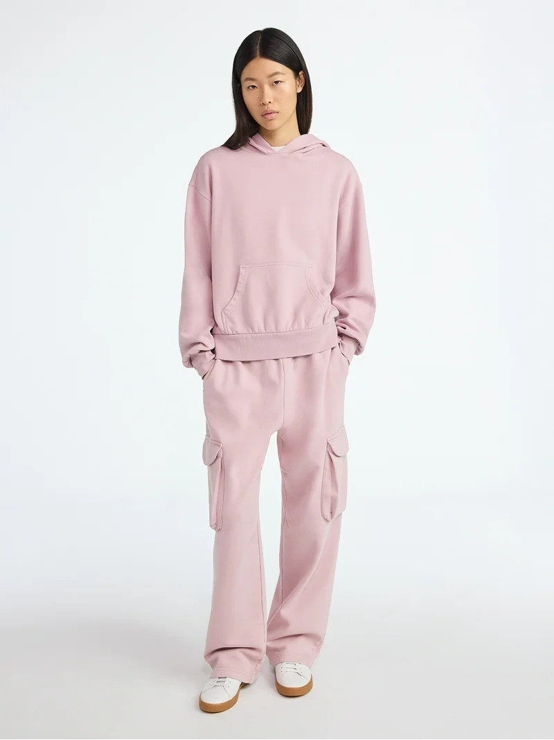 Scoop Women’s Mineral Washed Wide Leg Cargo Sweatpants, Sizes XS-XXL | Walmart (US)