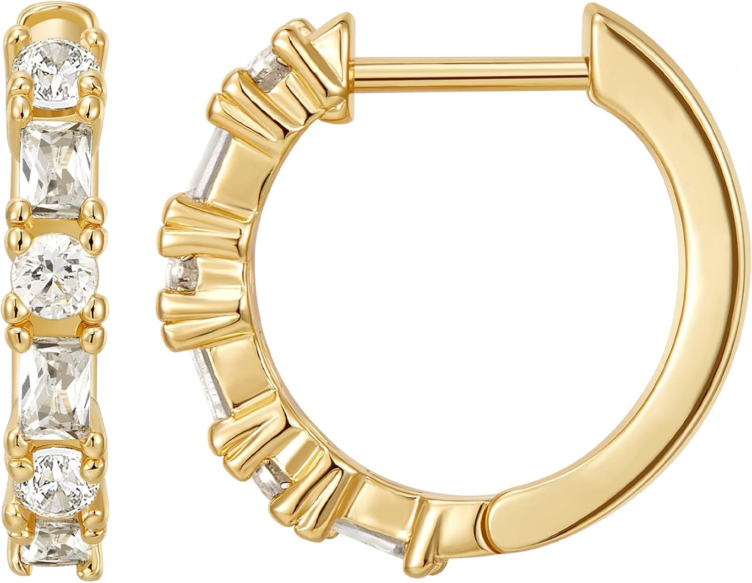 KissYan Gold Huggie Hoop Earrings for Women, S925 Sterling Silver Post CZ Small Hoop Earrings 14K... | Amazon (US)