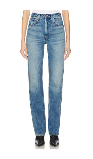 GRLFRND Sara Super High Rise Straight Jeans in Blue. - size 24 | Revolve Clothing (Global)