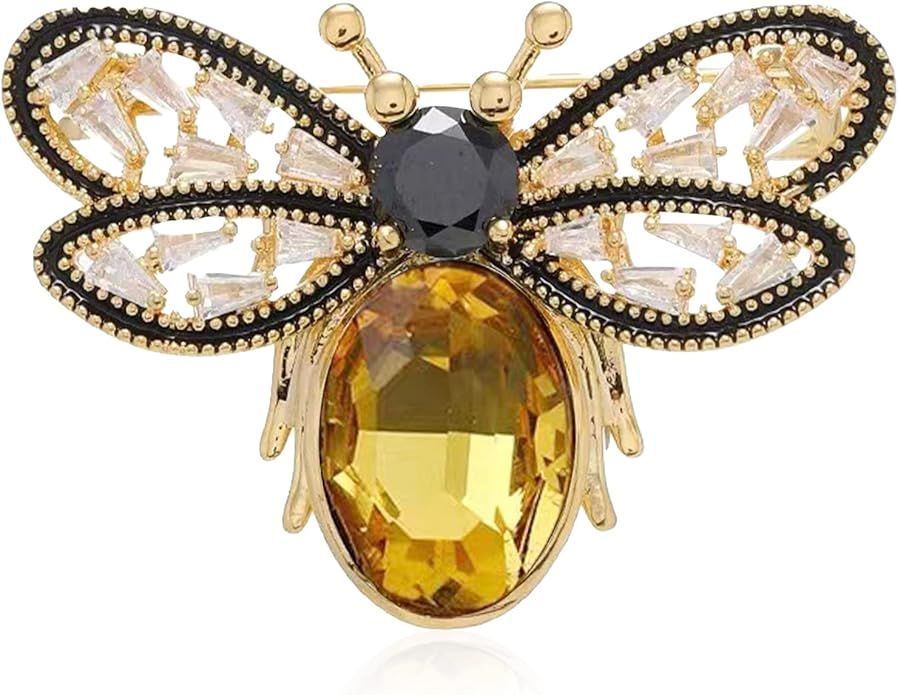 Anmpab Colorful Rhinestone Bee Brooch Honey Bee Lapel Pin Vintage Crystal Insect Pin for Women Me... | Amazon (US)
