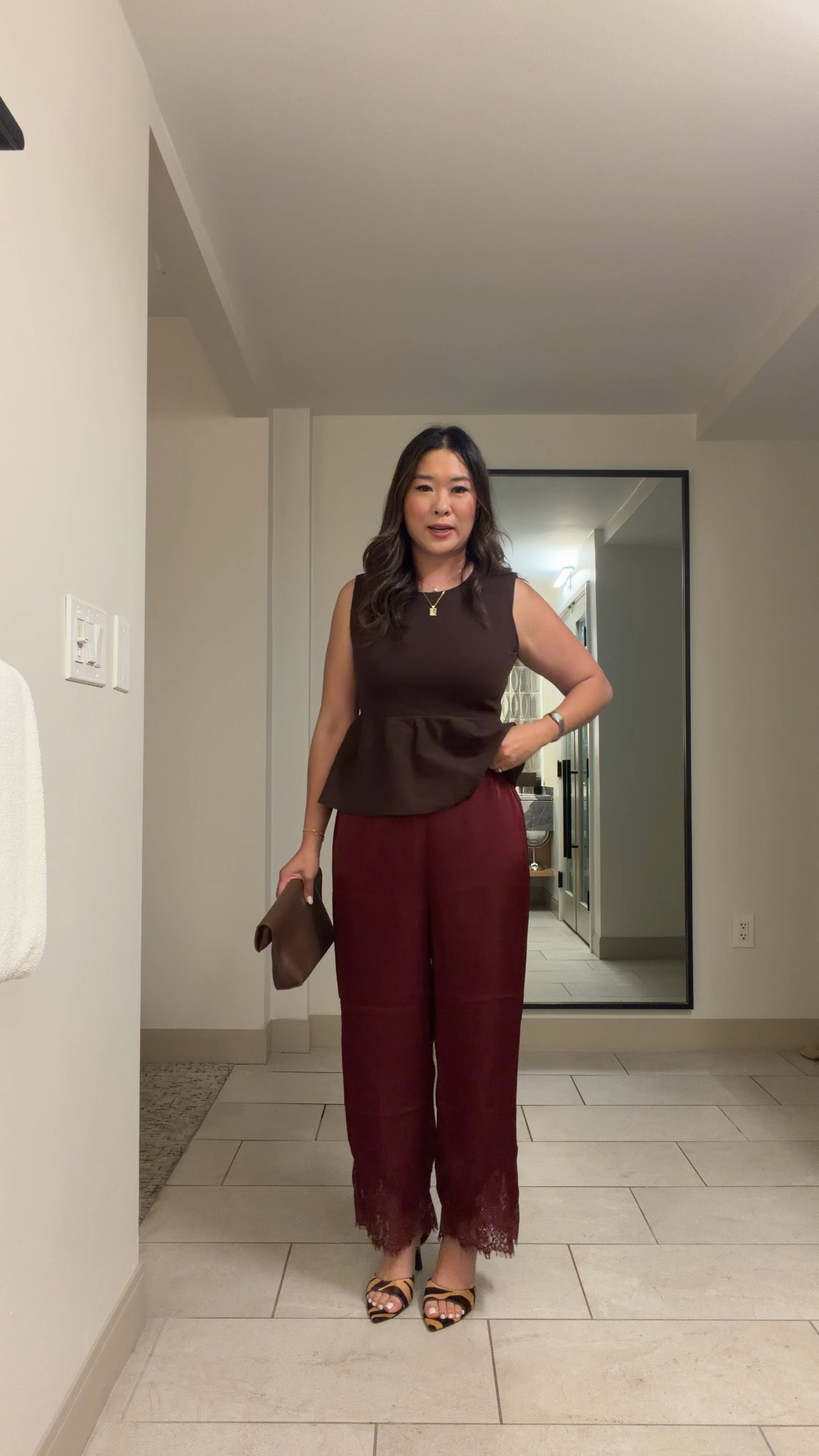 Girls Night Dinner Outfit
Peplum Top: Small
Lace Pants: Medium