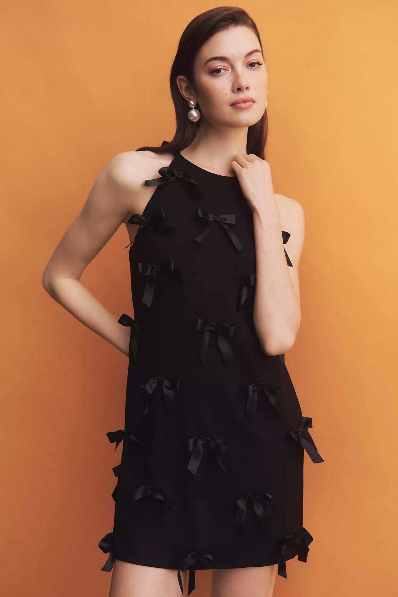 Hutch Halter Allover Bows Stretch Crepe Mini Dress | Anthropologie (US)