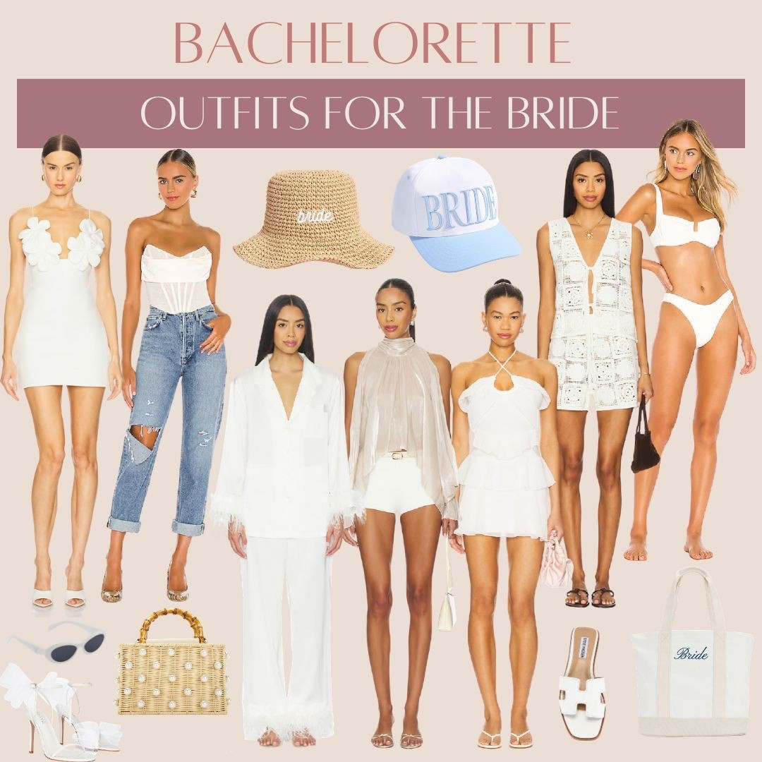 Bachelorette outfits for the Bride 🤍 💍 #bride #bacheloretteparty #honeymoon #wedding #whiteoutfits #brideaccessories 

#LTKSwim #LTKWedding #LTKSaleAlert