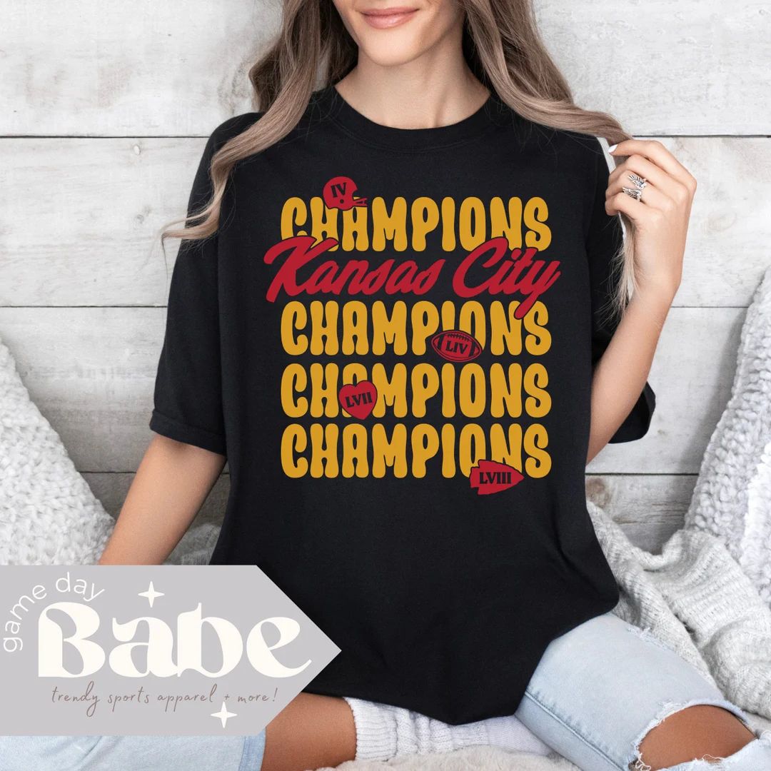 Adult Comfort Colors Tee Chiefs Champions Kansas City Football Shirt, AFC Champs, Game Day Outfit... | Etsy (US)