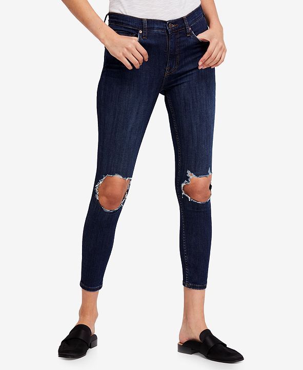 Free People Busted Knee Skinny Jeans & Reviews - Jeans - Women - Macy's | Macys (US)