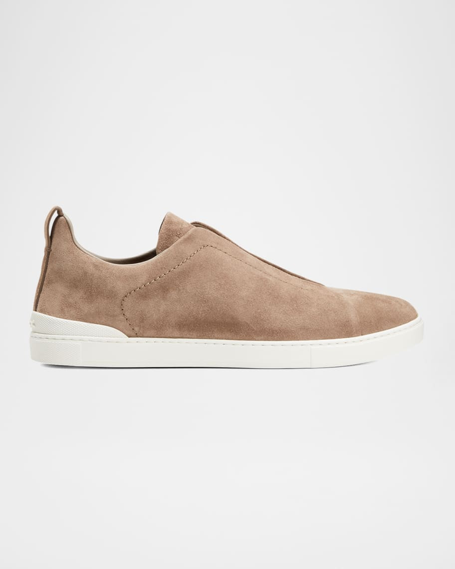 ZEGNA Men's Triple Stitch Suede Low Top Slip-On Sneakers | Neiman Marcus