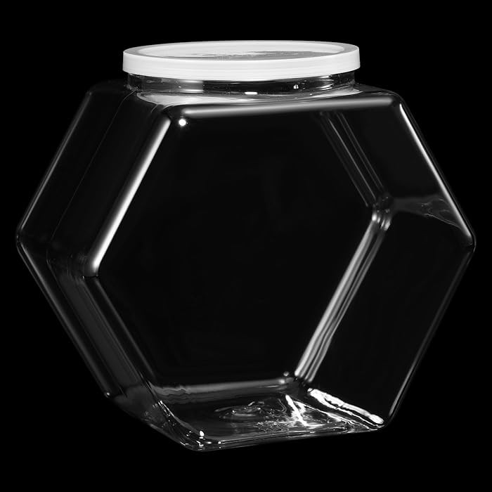 Uiifan 1 Piece Hexagonal Plastic Candy Jar with Lid Cookie Jar Clear Hexagonal Candy Containers f... | Amazon (US)