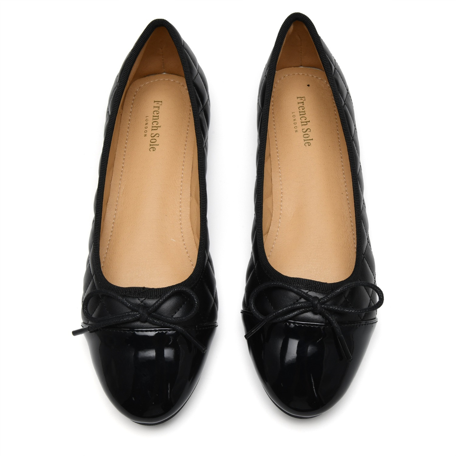 Amelie Black Quilted Black Patent Toe Leather | Wolf & Badger (US)