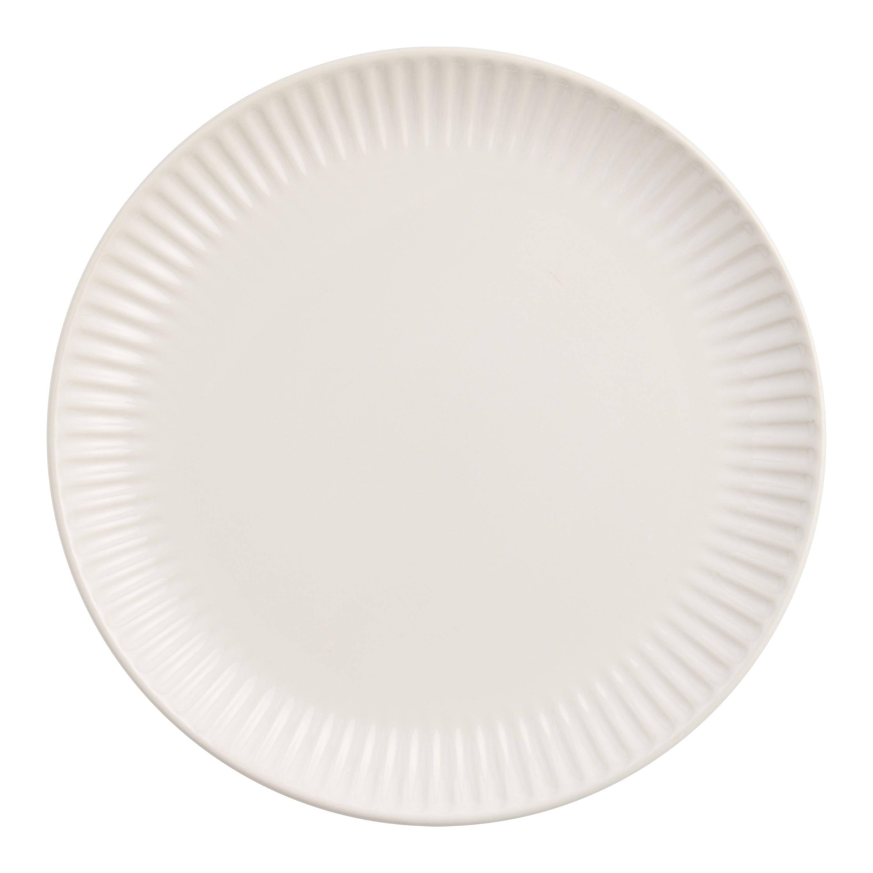 White Whittle Ribbed Dinner Plate | World Market