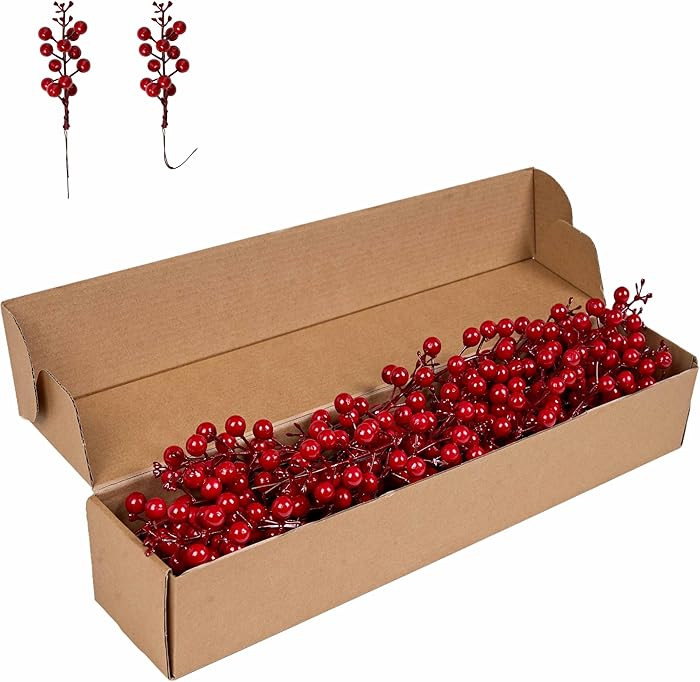 50 Pack Christmas Tree Decorations 6.5 Inch Artificial Red Berry Stems Christmas Berry Picks for ... | Amazon (US)