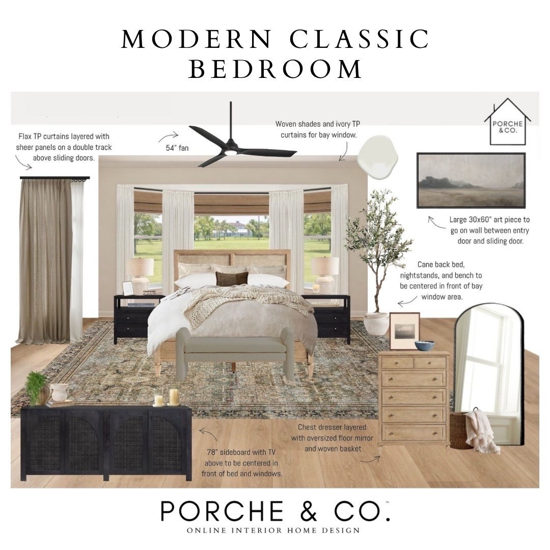 This Modern Classic Bedroom is designed to feel calm, layered, and effortlessly timeless 🤍✨ Soft neutral textiles, woven shades, warm wood tones, and classic silhouettes come together to create a serene retreat that feels both elevated and inviting. Every detail is thoughtfully curated to balance comfort with refined style.
Bedroom Online Interior Design from Porche & Co.

Do you want to bring our dreamy Modern Classic style interior design into your own home? 🏡 You’re in luck! Reserve our Online Interior Design packages today -> https://porcheandco.com/edesign ✨ We can’t wait to work with you & design your home with #porcheandco

#porcheandco #visionboard #moodboard #interiordesign #virtualdesign #modernclassic #bedroomdesign #neutralbedroom #timelessinteriors #homeinspo



#LTKOver40 #LTKvlog #LTKHome