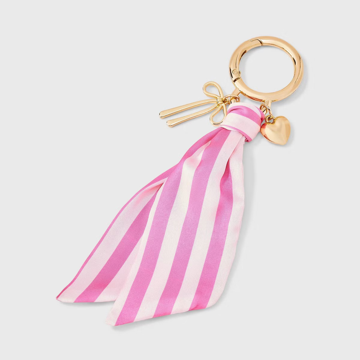 Striped Scarf and Heart Handbag Charm - A New Day™ Pink: Lobster Claw Clasp, Iron & Polyester, ... | Target