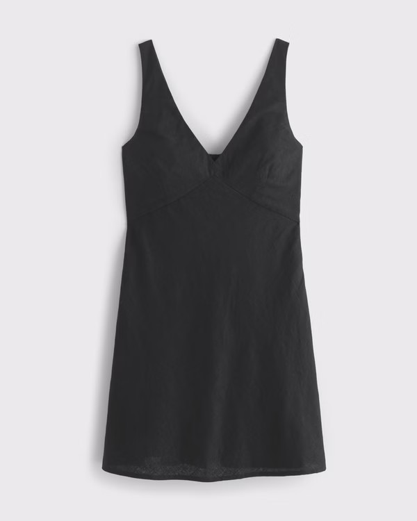 Women's V-Neck Linen-Blend Mini Dress | Women's Dresses & Jumpsuits | Abercrombie.com | Abercrombie & Fitch (US)