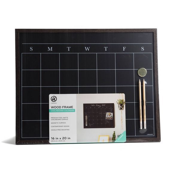 U-Brands Wood Frame Chalkboard Calendar | Target
