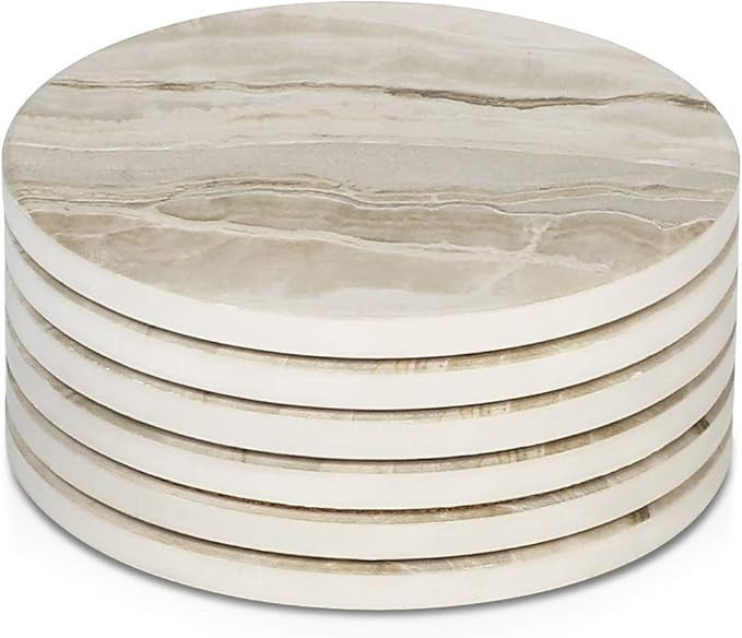 LIFVER Drink Coasters 6 Pieces Ceramic, Absorbent Coasters for Drinks ,Stone Style Coaster Set wi... | Amazon (US)