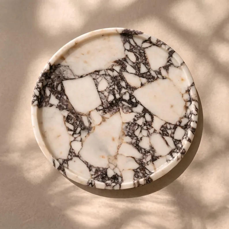 Marble Tray, Marble Serving Tray, Marble Cheese Board, Round Marble Organiser Dish, Calacatta Cat... | Etsy (Global)