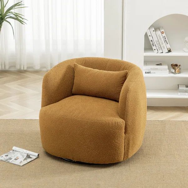 34" Wide Boucle Upholstered Swivel Armchair | Wayfair Professional