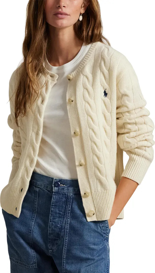 Polo Ralph Lauren Cable Knit Wool & Cashmere Cardigan | Nordstrom | Nordstrom