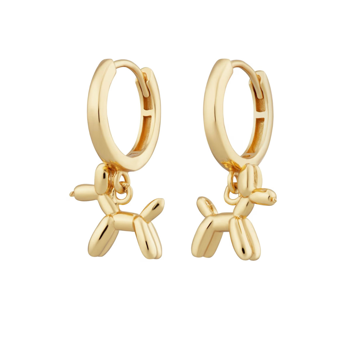 Gold Balloon Dog Charm Hoop Earrings | Wolf & Badger