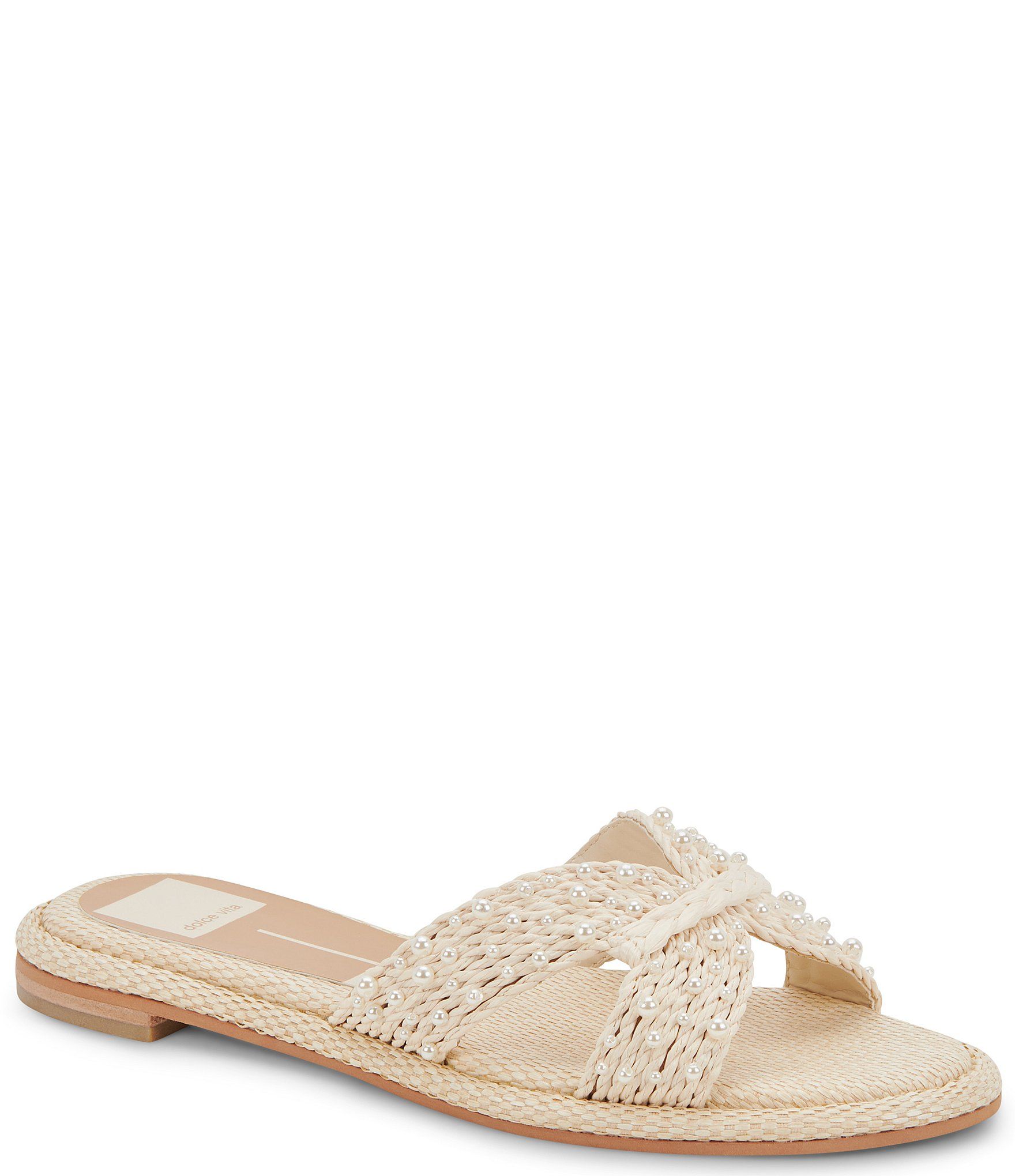 Atomic Pearl Raffia Flat Sandals | Dillard's